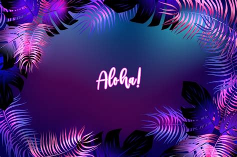 Premium Vector Neon Tropical Background With Palm Leaves
