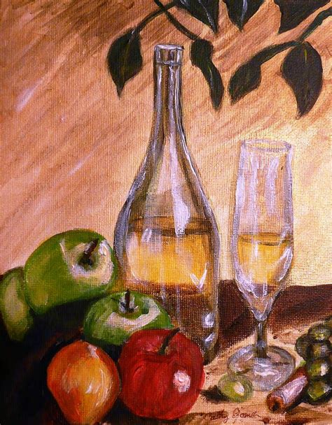 Still Life Wine And Fruit Painting By Cathy Jourdan Pixels