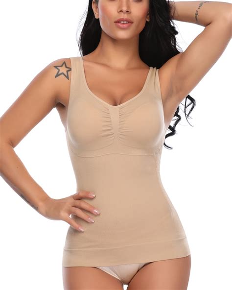 tops slimbelle shapewear tank tops for women with built in bra compression camisole tummy