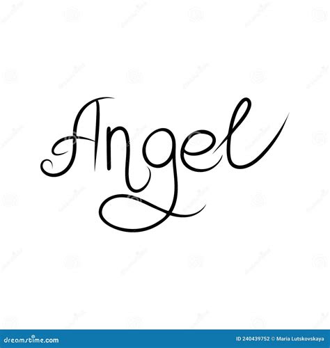 Angel Hand Drawn Calligraphy Black Letters Isolated On White