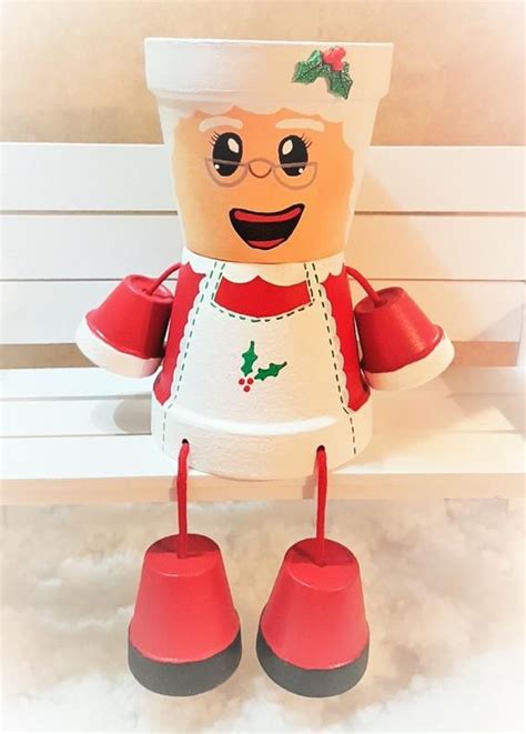 Mrs Claus Clay Pot People Christmas Planter And Candy Bowl Etsy Terra