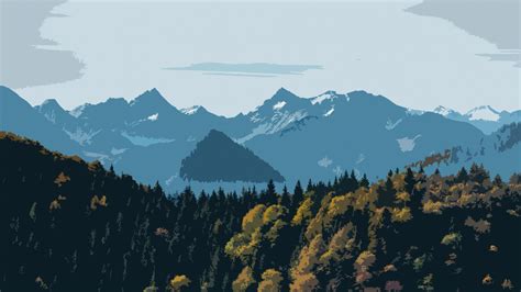 Vector Forest Mountain Scenery Nature Landscape 4k Wallpaper