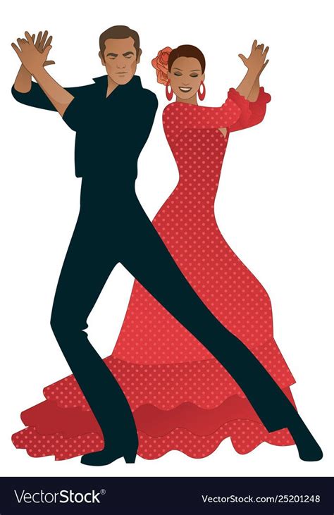 Couple Playing Flamenco Dancers Palms Handsome Vector Image Flamenco