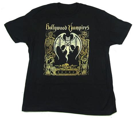 Hollywood Vampires Cover Art Bat Skeletons Black T Shirt New Band Merch