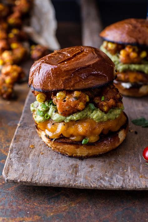 Chipotle Cheddar Burgers With Corn Fritters Hbharvest Recipe