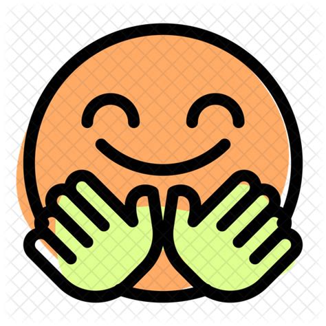 Hugging Emoji Icon Download In Colored Outline Style