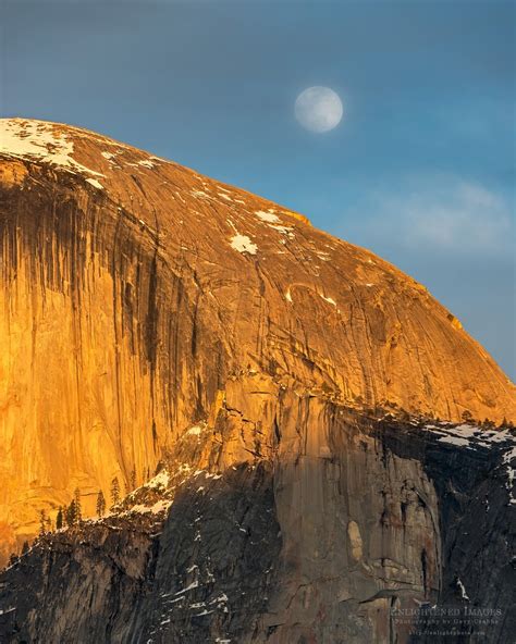 Nearly Full Moon Rising Over The Shoulder Of Half Dome Yosemite