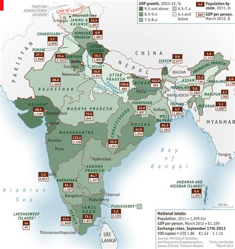 Useful Map Of Indian States By Gdp Per Capita Gdp Growth And