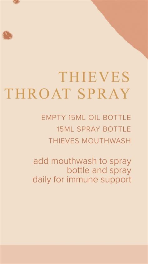 Young Living Diy Thieves Throat Spray Essential Oil Uses Essential Oil Blends Throat Spray