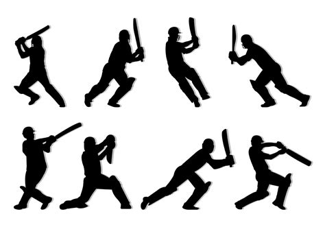 Silhouette Of Cricket Players 127066 Vector Art At Vecteezy