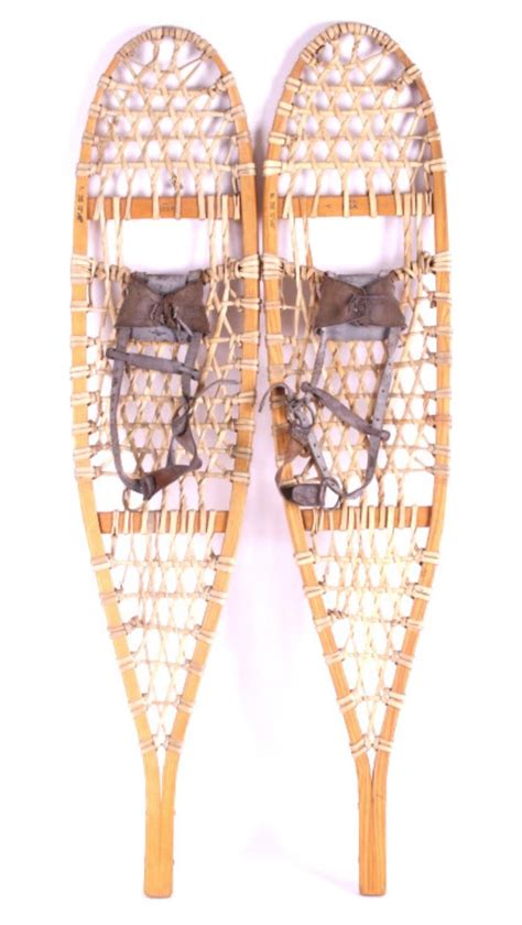 Sold At Auction Antique Wooden Rawhide Snowshoes