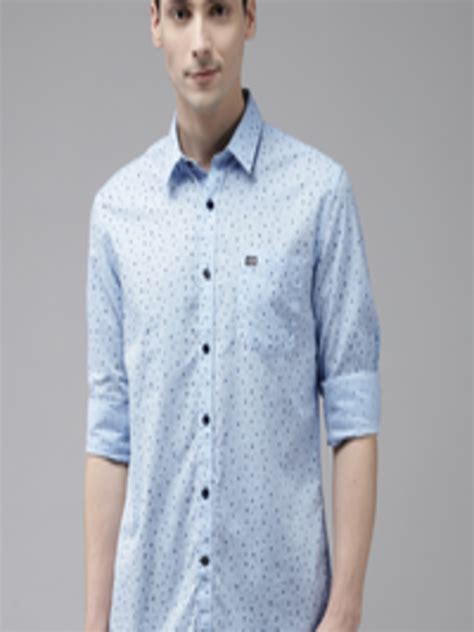 Buy Arrow Men Blue Pure Cotton Slim Fit Printed Smart Casual Shirt
