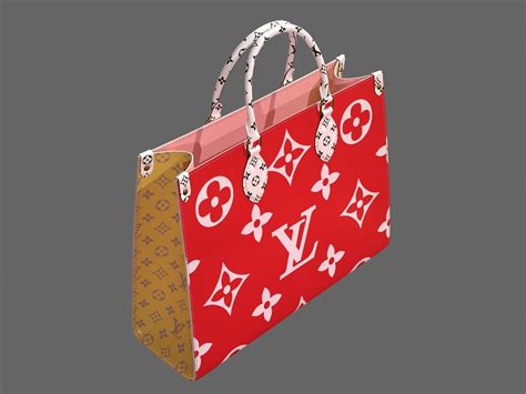 3d Model Louis Vuitton Bag Onthego Giant Monogram Red Pink Vr Ar Low Poly Cgtrader