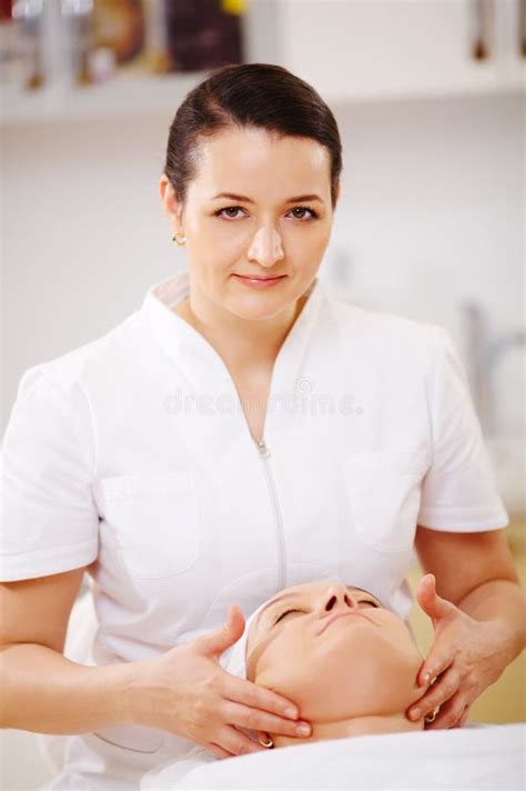 Facial Treatment With Massage Therapist During Stock Image Image Of Neck Relax 43054503