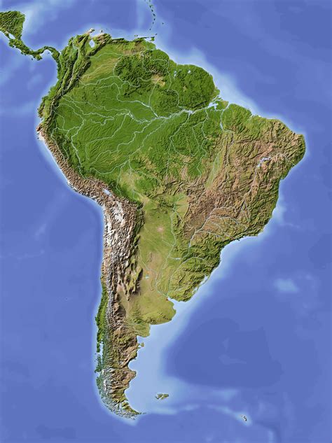 Shaded Relief Map Of South America South America Map America Map