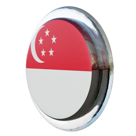 Singapore Right View 3d Textured Glossy Circle Flag 10877590 Png