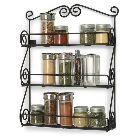 This wall mounted spice rack wooden into glass build pictures appears inviting and beautiful. 3-Tier Diversified Scroll Wall-Mounted Traditional Spice ...