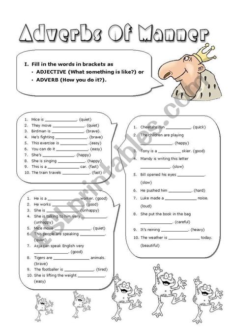 Complete the sentences using adverbs of manner. Adverbs Of Manner worksheet | Adverbs, Teaching conjunctions, Grammar worksheets