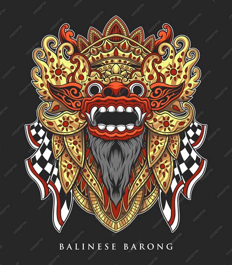 Premium Vector Illustration Of A Balinese Barong Mask With High