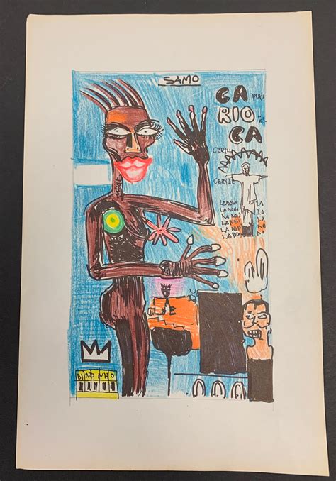 Vintage Samo Jean Michel Basquiat Signed Art Painting On Paper Etsy