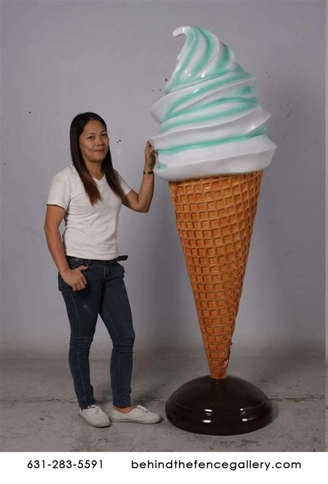 Giant Mint Vanilla Swirl Soft Serve Ice Cream Cone Statue Giant Mint Vanilla Swirl Soft Serve