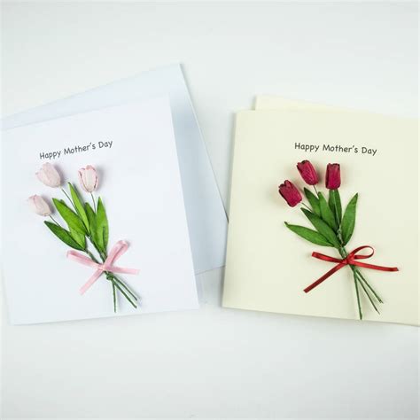 Mothers Daybirthday Card Tulips Flower Bouquet Card By Dribblebuster