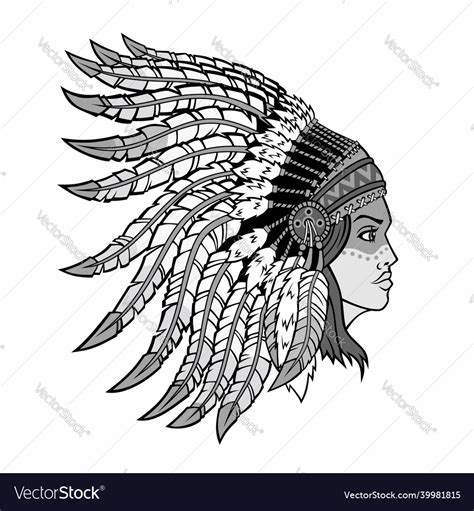 american indian girl in national headdress vector image