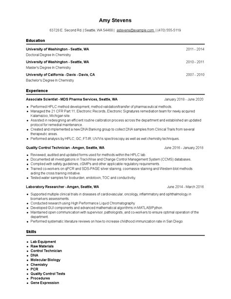 Associate Scientist Resume Examples And Tips Zippia
