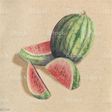 Watermelon Crayon Painting Stock Illustration Download Image Now