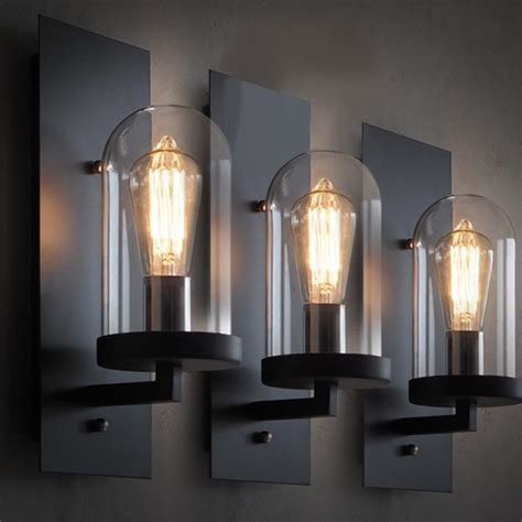 Loft Industrial Clear Glass Iron Wall Sconce Contemporary Wall