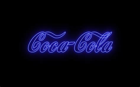 Download Wallpapers Coca Cola Blue Neon Logo Black Background Blue