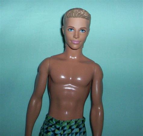 Barbie Beach Ken Doll Wearing Swim Trunks Molded Light Brown Hair 2014