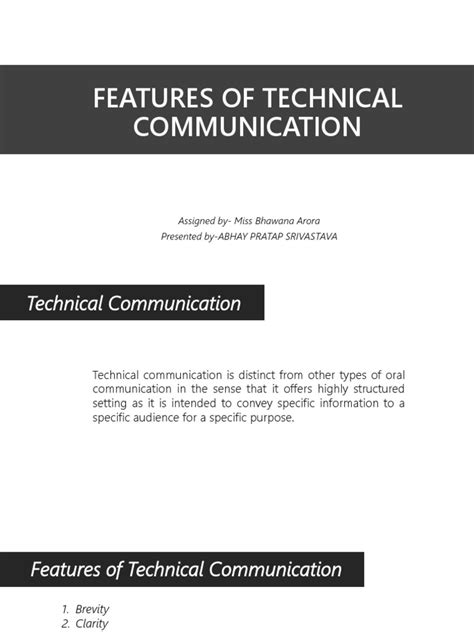 Features Of Technical Communication Pdf Technical Communication