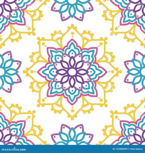 Seamless Pattern With Madala Ornament Stock Vector Illustration Of Indian Boho 123306699