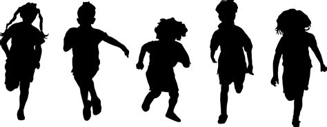 Silhouette School Children Clipart Children Running Silhouette Png