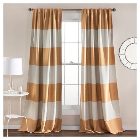 84x52 Montego Striped Window Curtain Set Light Brownblack Lush