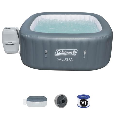 Buy Coleman 15442 Bw Saluspa 4 Person Portable Inflatable Outdoor Square Hot Tub Spa With 114