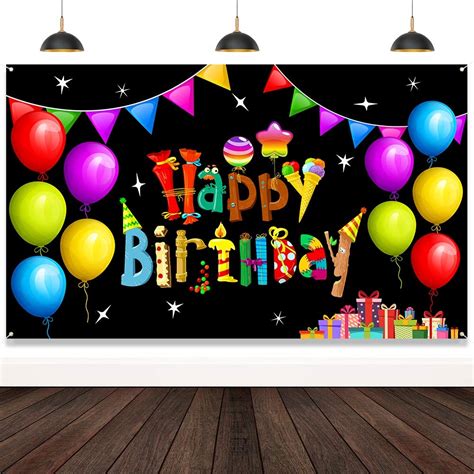 Buy Happybell Happy Birthday Backdrop Banner Large Colorful Balloons