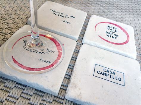 Hand Crafted Wine Stain Custom Stone Coasters Set Of 4 By The
