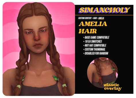 Amelia Hair • By Simancholy Patreon Sims 4 Sims Sims Four