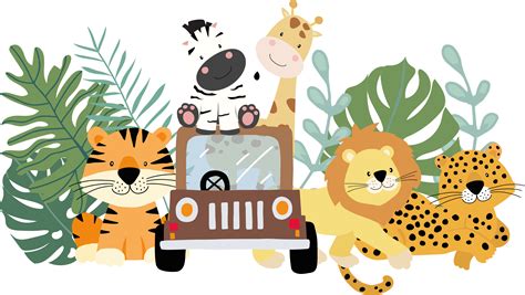 Safari Animals Set With Zebra Lion And Giraffe Wall Sticker Tenstickers