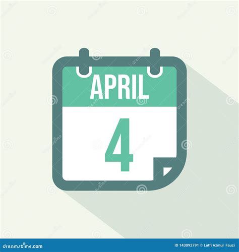 Calendar Icon Of 4 April Vector Stock Vector Illustration Of Event