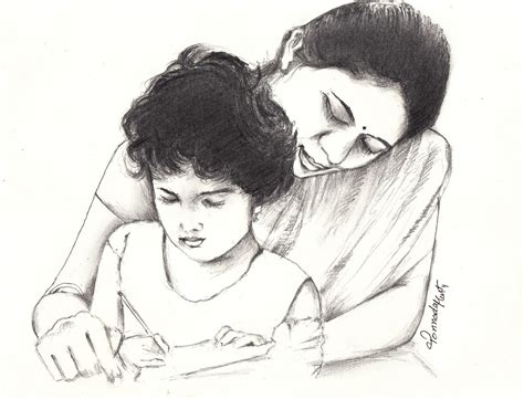 Sketches And Drawings Mother The First Teacher Pencil Drawing