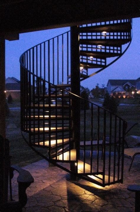 Iron Spiral Stairs With Led Lighting Great Lakes Metal Fabrication