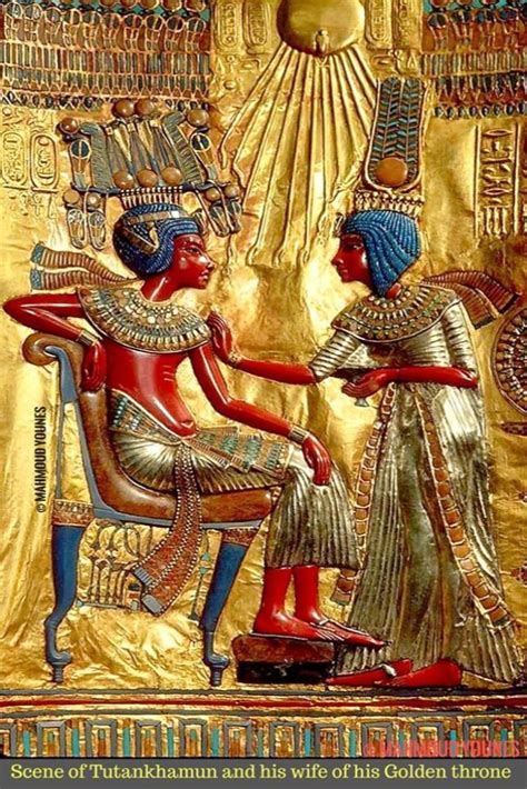 Scene Of Tutankhamun And His Wife His Golden Throne Mitologia