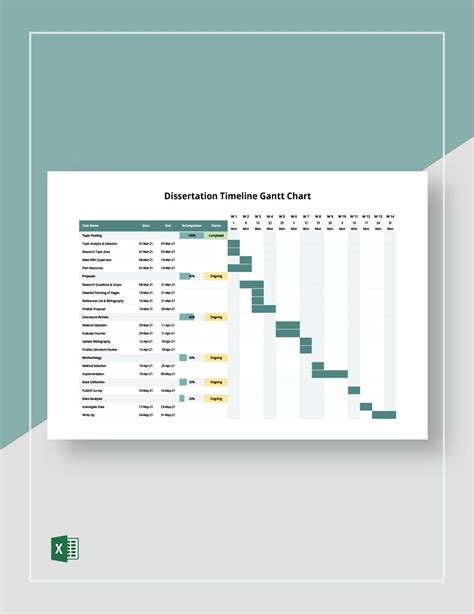 Dissertation Timeline Gantt Chart Template Excel