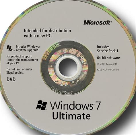 Windows 7 Ultimate 64 Bit Dvd Disc With A Free Upgrade To Windows 10