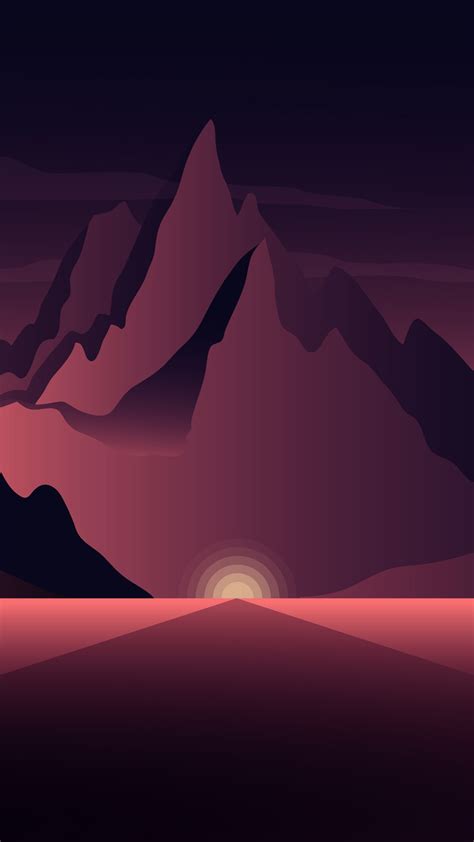 Sunset Mountains Minimal 4k Wallpapers Hd Wallpapers Id 23740