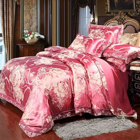 2020 Sliver Golden Satin Jacquard Bedding Sets Bed Duvet Cover Set