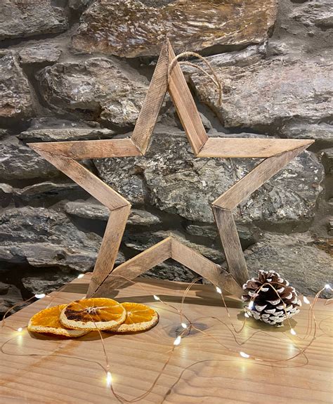 Handcrafted Rustic Wooden Star Hanging Star Christmas Etsy